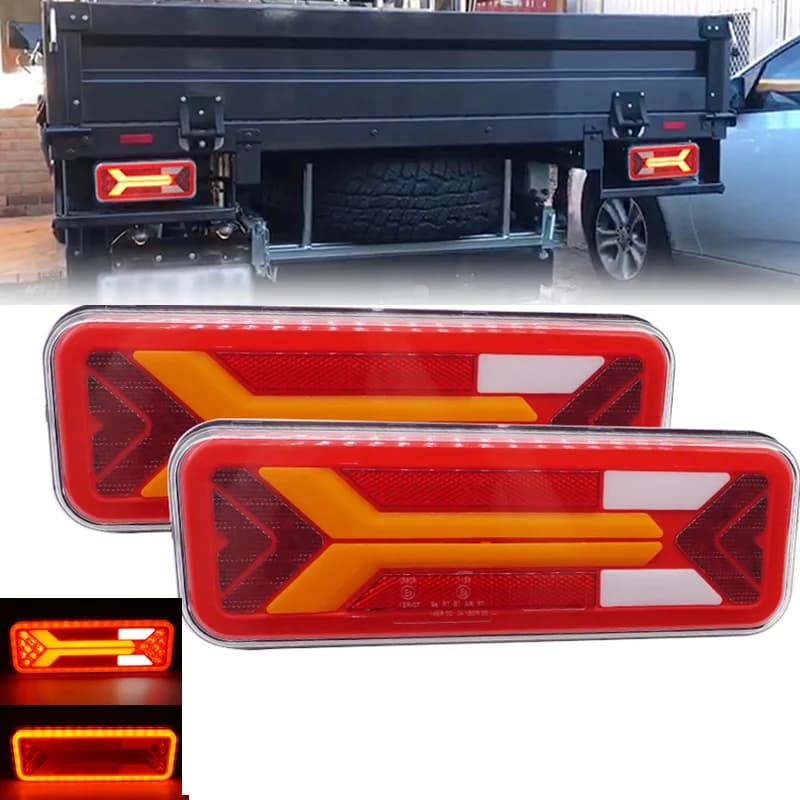 2X Fanale posteriore a LED Dinamico Freno di retromarcia Stop Indicatore di direzione Lampada fendinebbia posteriore per camion Bus Rimorchio Camion Riflettore Luce di retromarcia