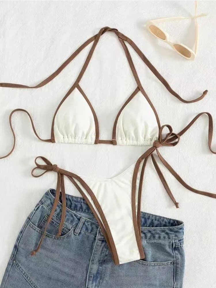 2026 Il colore sexy a contrasto separa il micro bikini costume da bagno da donna costumi da bagno femminili mini perizoma bikini set costume da bagno a due pezzi