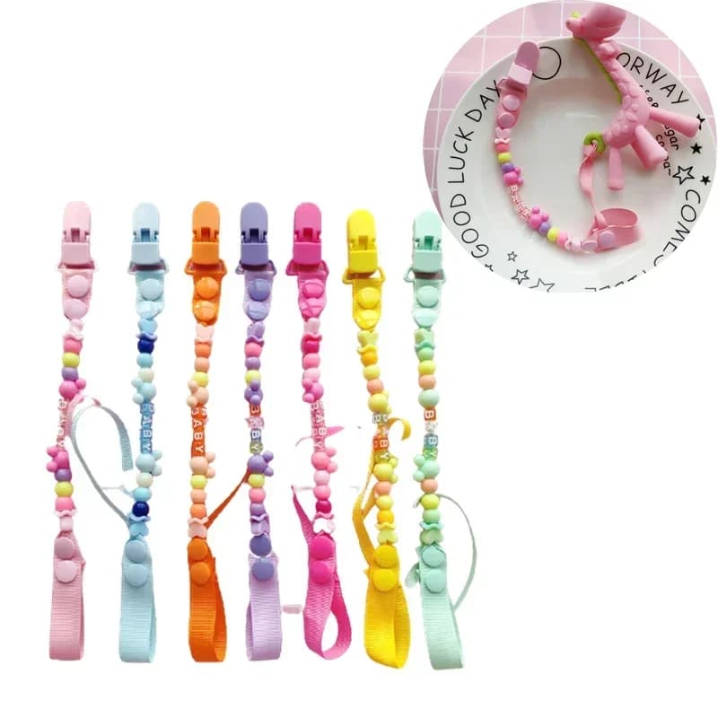 Ciuccio Catena anti-goccia Clip Catena porta fatta a mano Neonati Massaggiagengive in silicone Catena per dentizione Neonati maschi Ragazze Perline Tessitura Regali