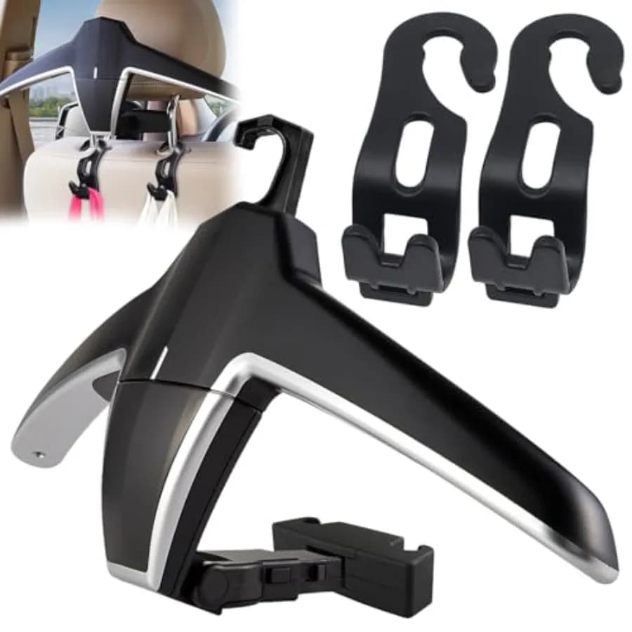 Poggiatesta Auto Hook, 2 Hooks for Coats, Jackets, Dresses, Bags, Bags - Multipurpose Support for Organization