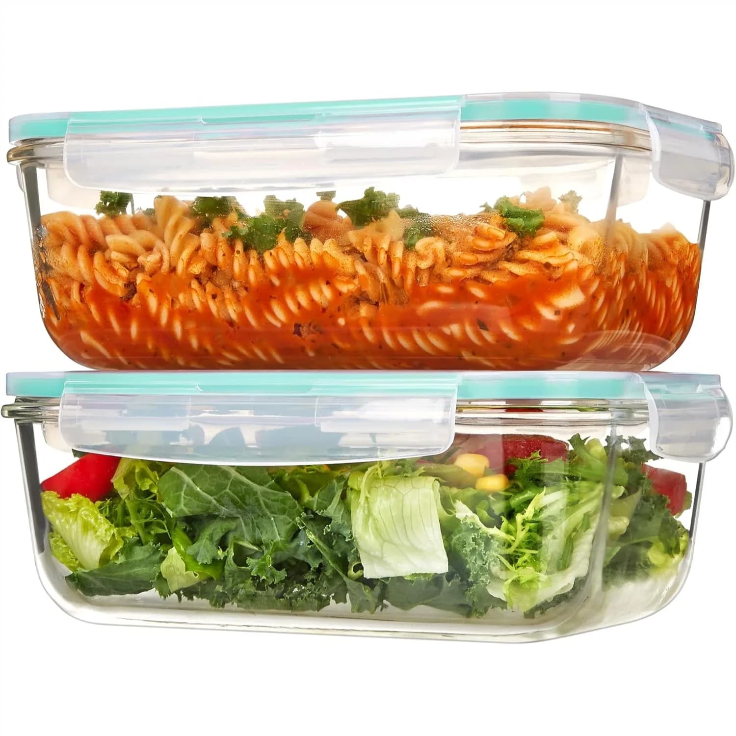 Grandi Contenitori in Vetro con Coperchi per Preparazione Pasti, 63oz Ermetici e Antisgocciolamento, Adatti per Forno, Microonde, Congelatore e Lavastoviglie