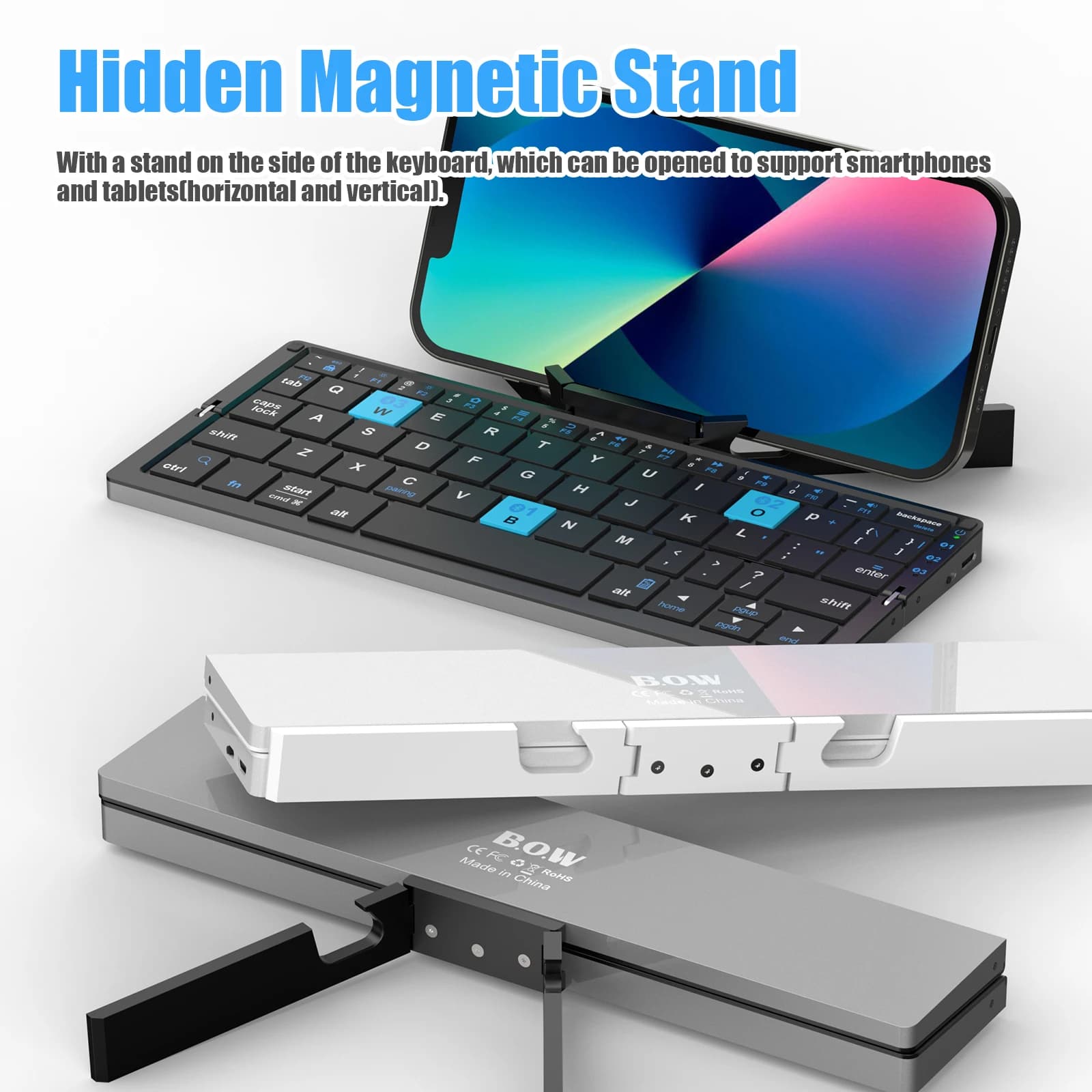 Mini tastiera BT Wireless pieghevole con supporto magnetico tastiera in lega di alluminio per iPad iphone tastiera ricaricabile per Tablet Samsung