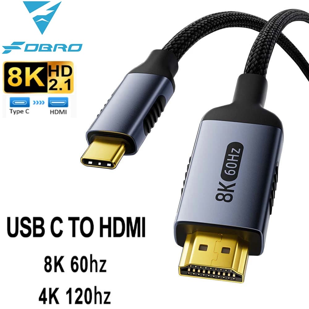 HDTV cable compatible with type C to HDMI cable from USB C to HDMI 4K to 120 Hz 8K to 60 Hz for TV converter Air iPad USB-C HDMI Adapter