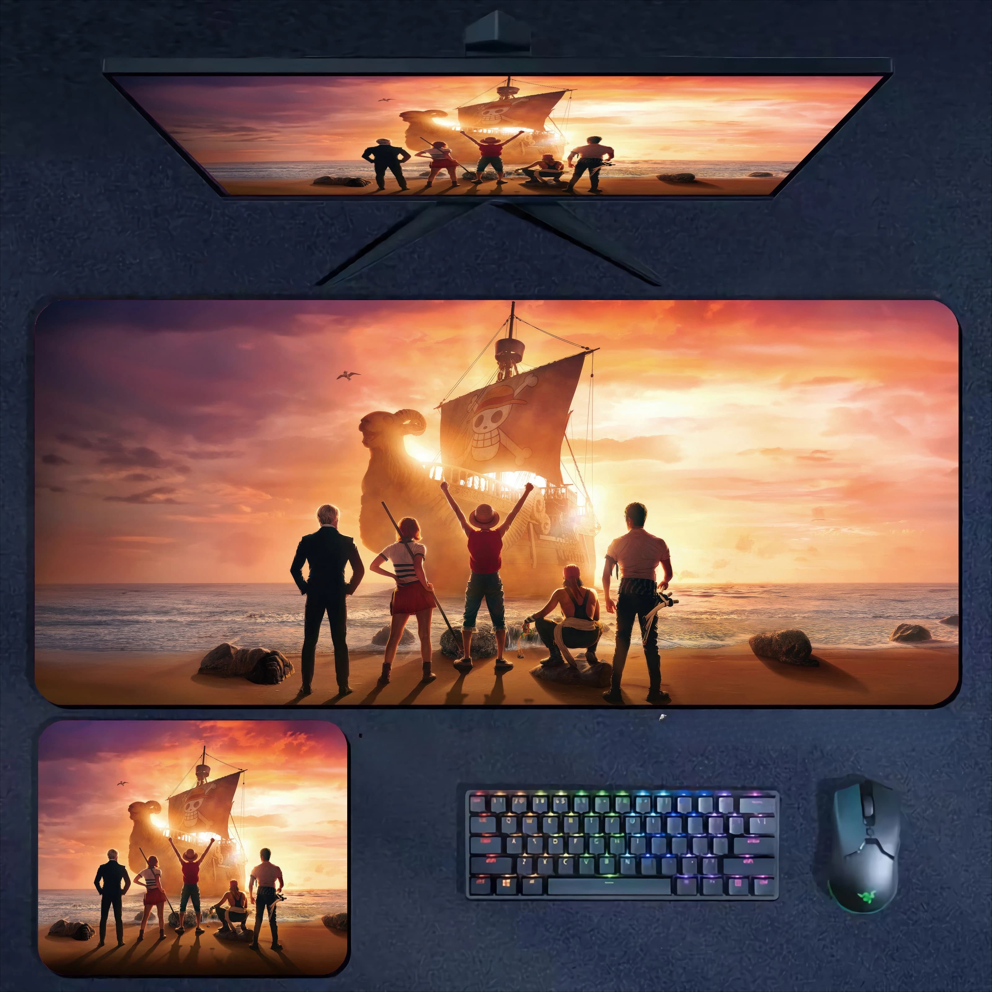 Tappetino per mouse da gioco Live Action One Piece Crew, impermeabile e antiscivolo