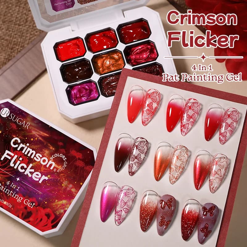 UR SUGAR Gel per pittura riflettente rosso Pat 4 IN 1 Accarezzamento Stamping Design sfumato Gel Smalto per unghie Manicure Unghie da sposa di Capodanno