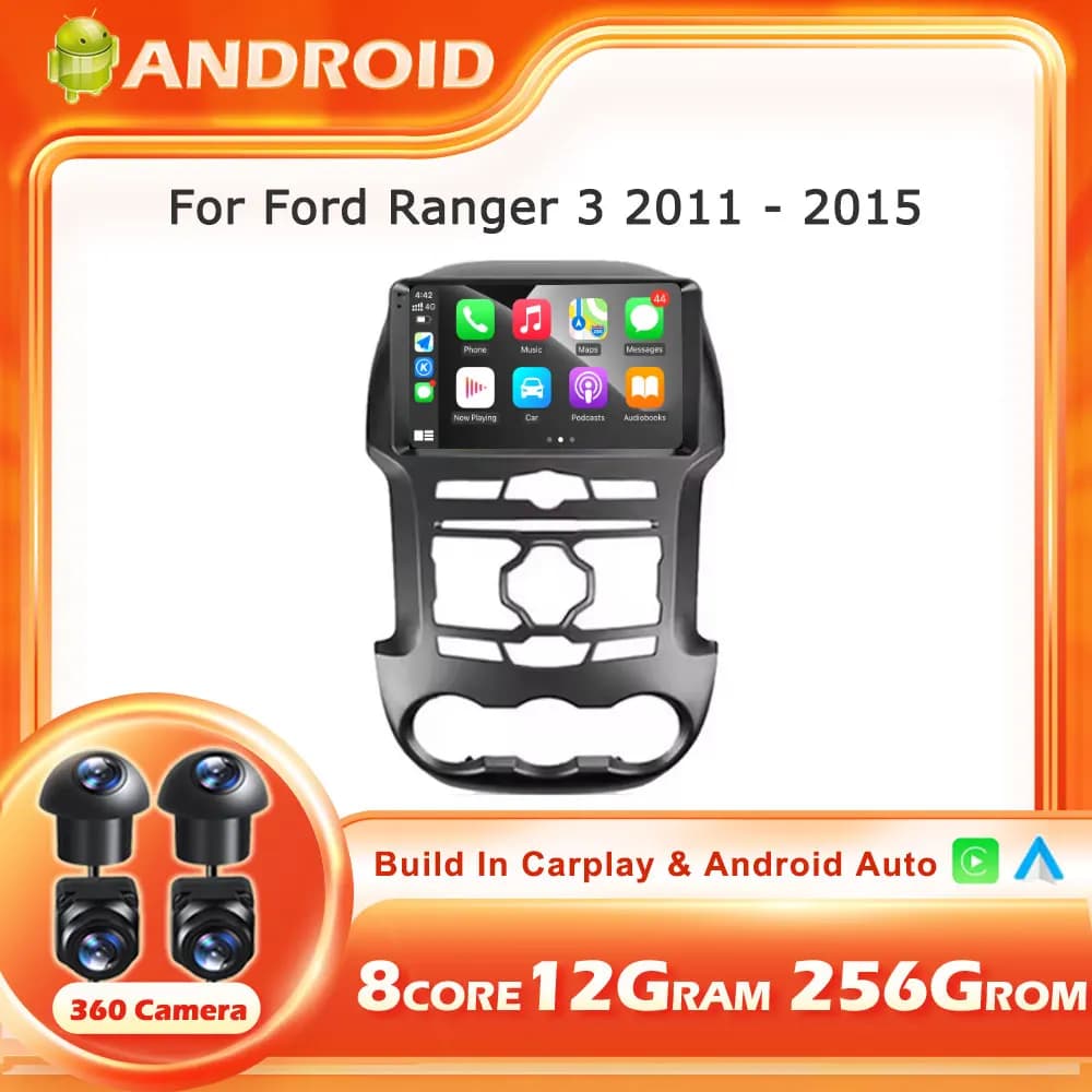 Android 15 Auto Per Ford Ranger 3 2011-2015 Autoradio lettori Wireless Carplay Multimedia radio Video Navigazione Strumenti Stereo BT