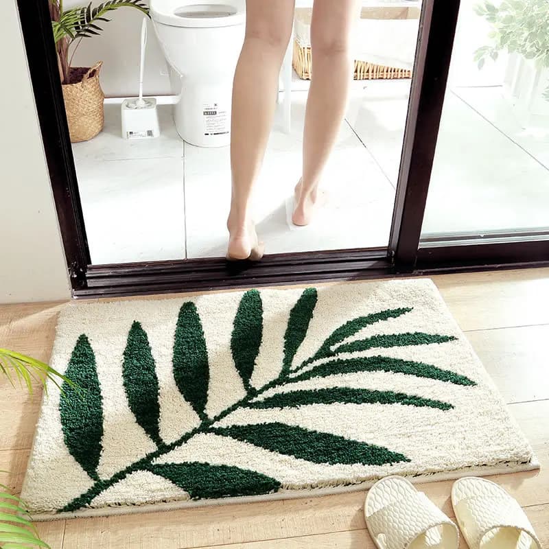 Tappetini da Bagno con Motivi Vegetali 40x60cm 50x80cm, Tappeti Regalo, Simpatici Tappetini a Forma di Foglia Antiscivolo, Divertenti Tappetini Assorbenti Botanici per Doccia