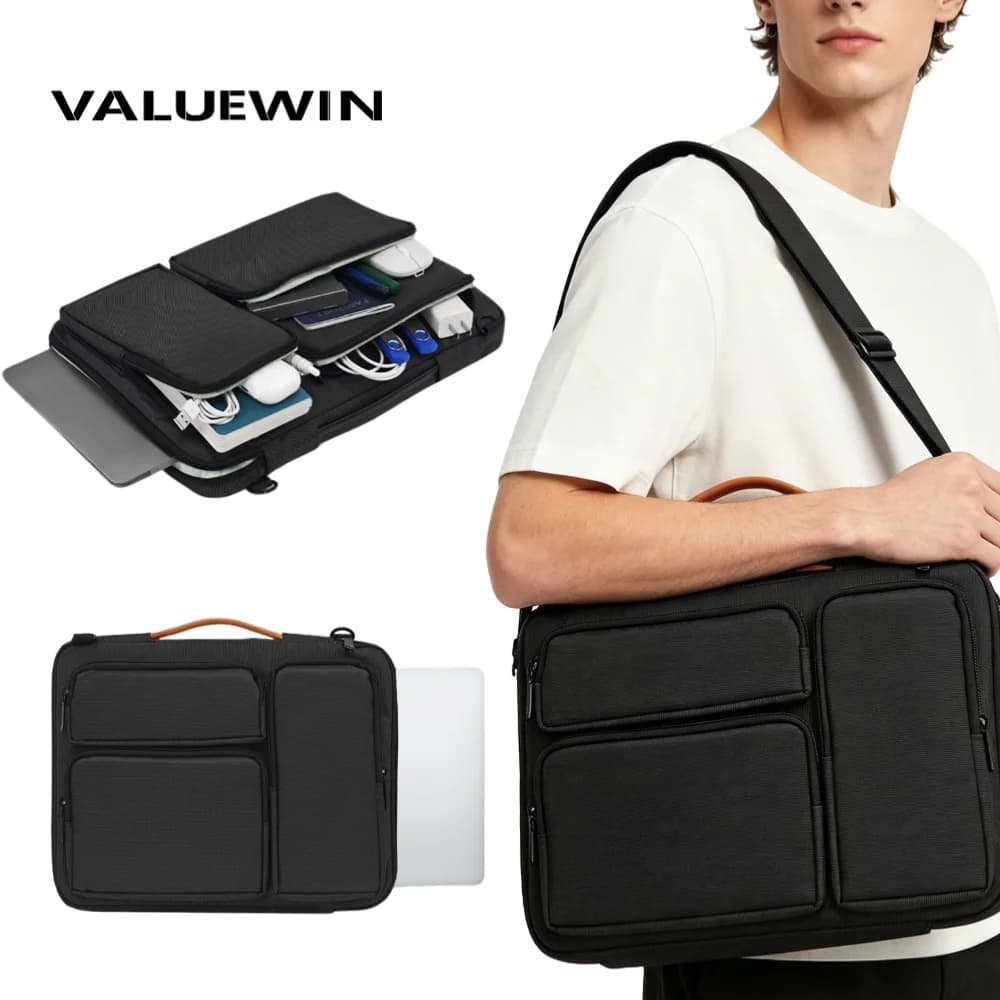 Borsa a tracolla per laptop da 16 pollici per MacBook, Lenovo, HUAWEI, Dell, HP, ASUS, valigetta per computer portatile antiurto con tasche multiple