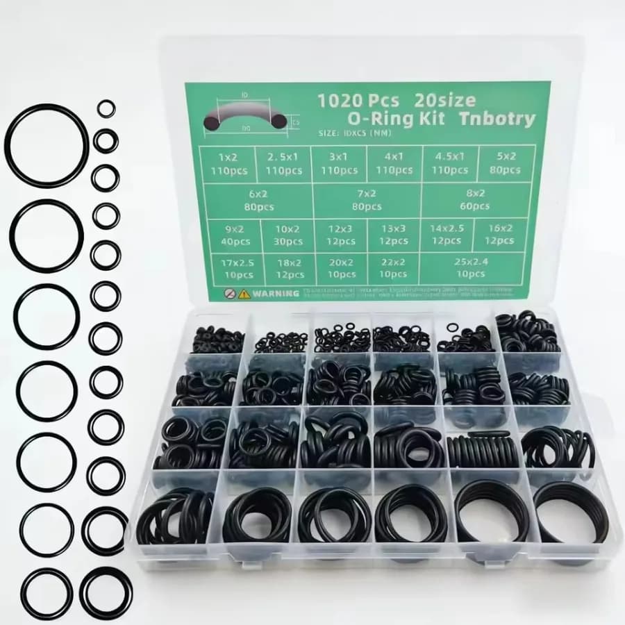 O-Ring set in rubber of 1020 Pieces: 20 Synthetic Rubber Measures, Gasket Assortment – O-Ring Repair Kit in Nitrile, Sealing Ring Set