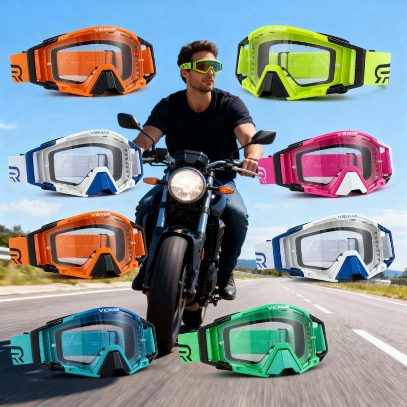 VEMAR Women Men Professional Motocross Goggles - Anti-slip Windproof Sunglasses for Ski, Cycling, Motorcycle & Off-Road Helmets