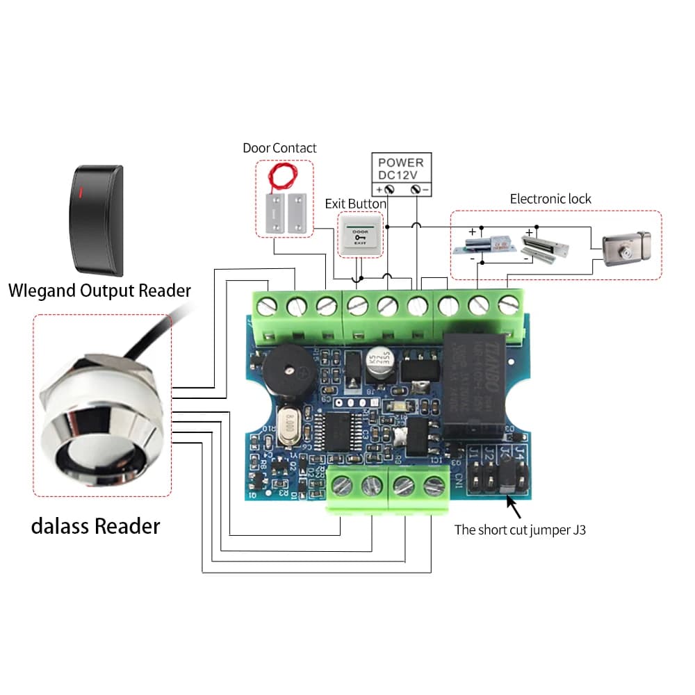 Mini modulo relè Kit scheda controller di accesso TM Uscita Wiegand Scheda RFID Reder Set Sistema porta Scheda amministrativa 1000 utenti DC12V
