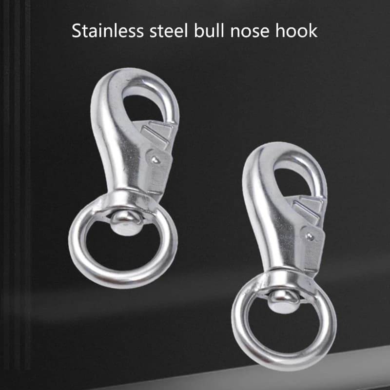 2Pcs 304 Stainless Steel Rotating Eye Hooks with 360-Degree Eyes and Spring Clasps for Marine Rope and Camping Hardware
