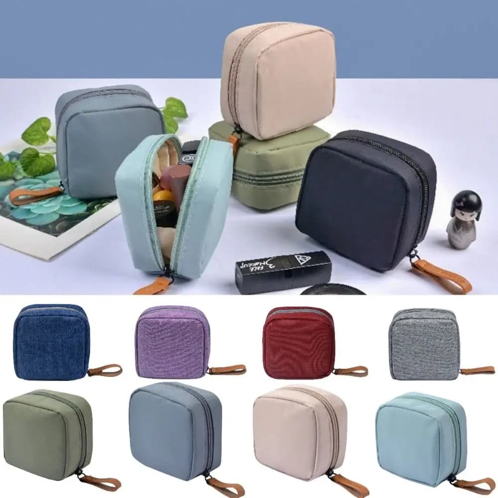 Mini borsa portaoggetti multiuso Borsa in cotone sanitario portatile Borsa per monete alla moda Borsa per il cambio Bocca Borsa rossa Borsa per cosmetici