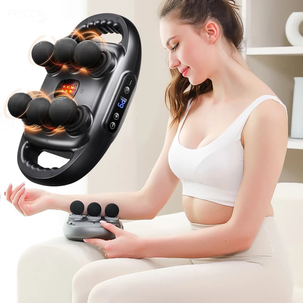 6 Head Massage Gun Rechargeable Deep Vibration Collo Schiena Muscle Relaxation Shoulder Massage Life Body Massage