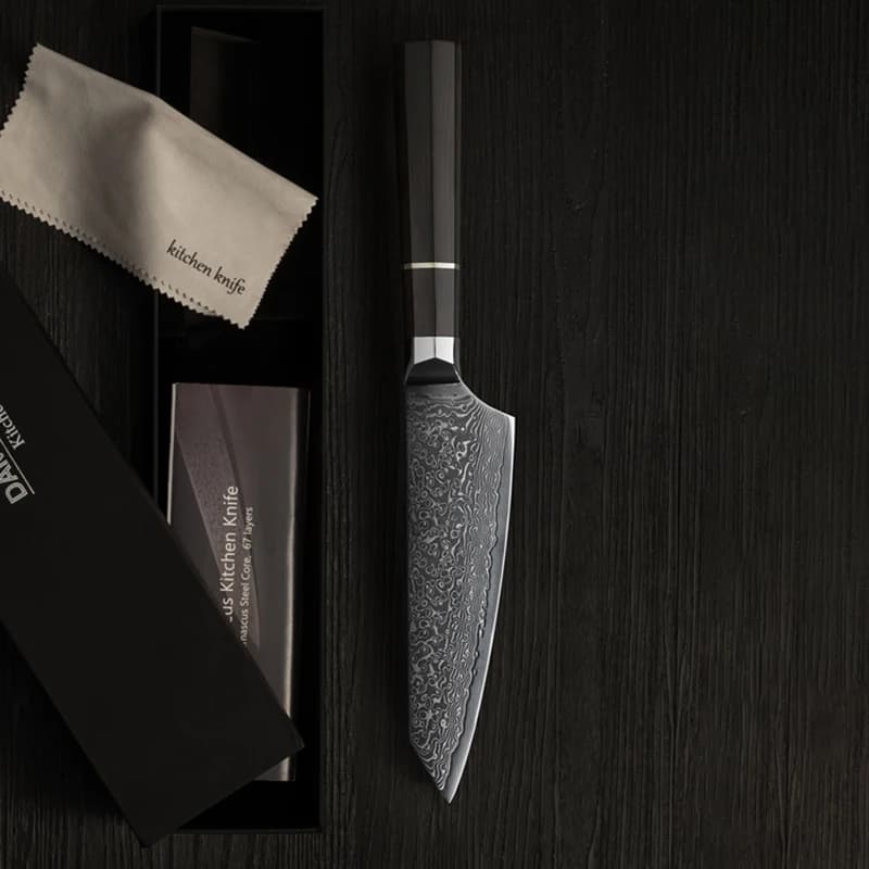 Coltello Kiritsuke da 8,6 pollici 67 strati Acciaio di Damasco 10Cr15MoV Lama Manico in ebano Chef Affettare Mannaia di verdure Coltello da cucina per carne