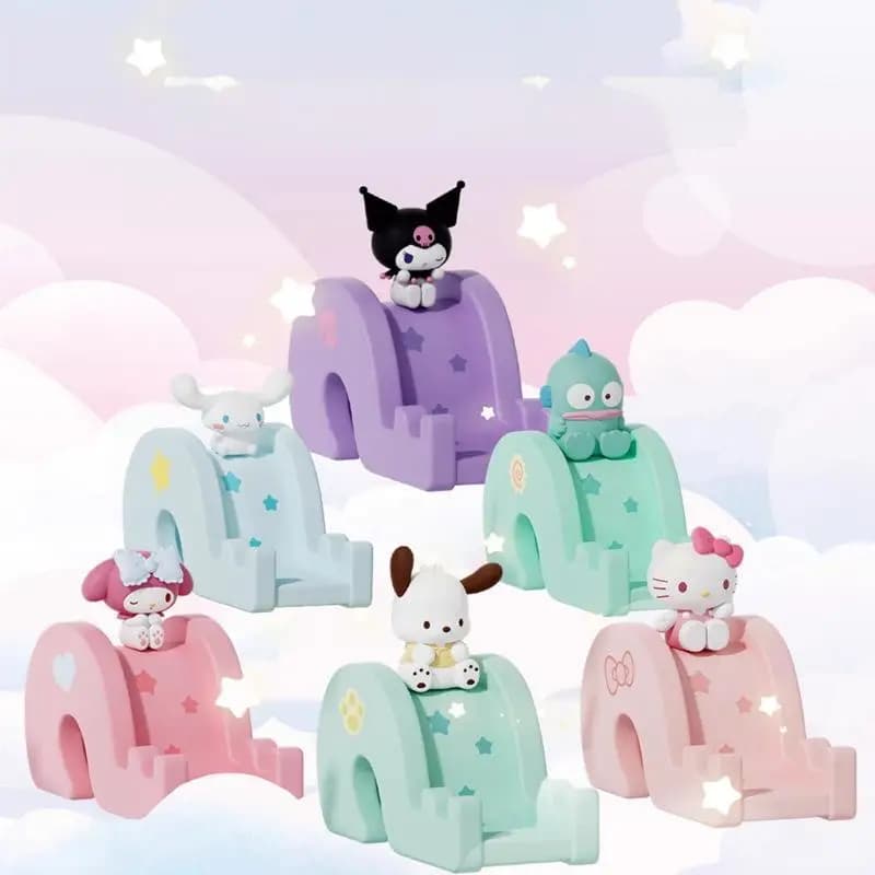 Supporto per telefono giapponese Sanrio Cartoon Slide Series Kawaii Hello Kitty Ornamento da scrivania Cinnamoroll Decorazione da scrivania per bambini