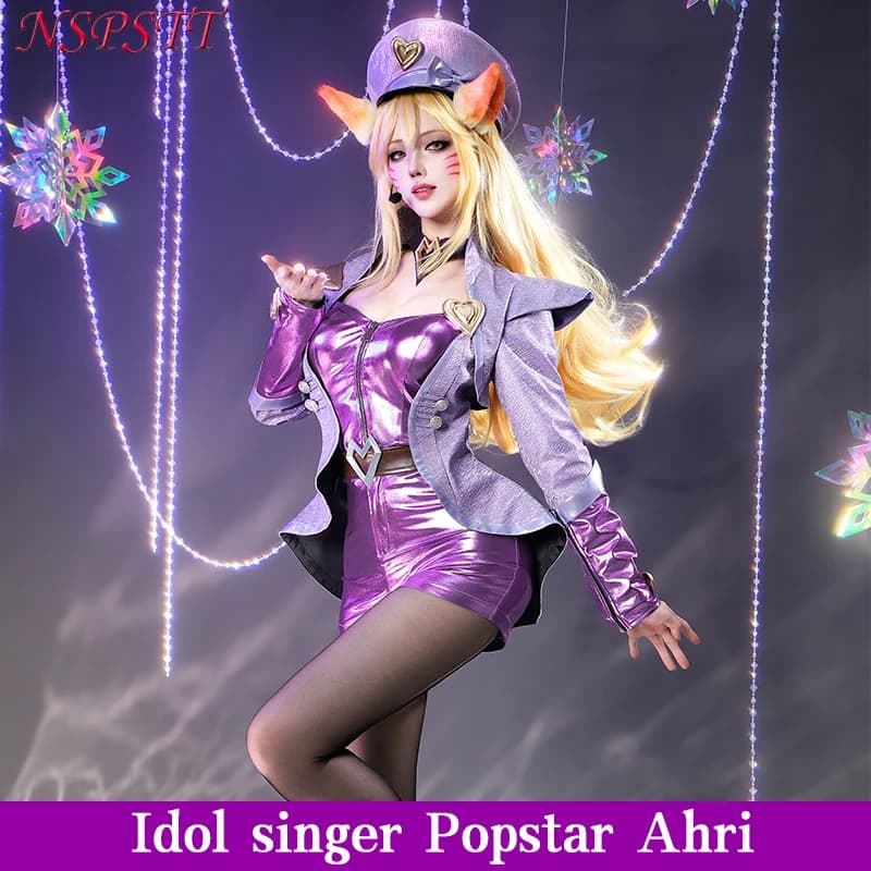 Costume cosplay NSPSTT Game LOL Pop Star Ahri per donna, abito per feste di Halloween e Natale