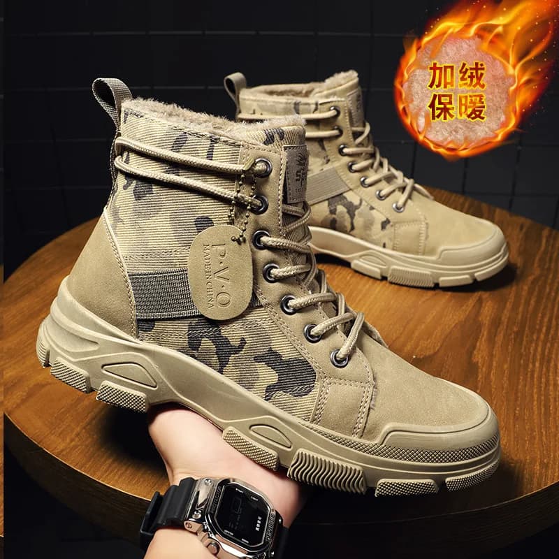 Taglia 48 Scarpe da uomo Larghezza da uomo Camo Combat Desert Stivali Stivali di tela alti Stivaletti con suola antiscivolo comodi e traspiranti