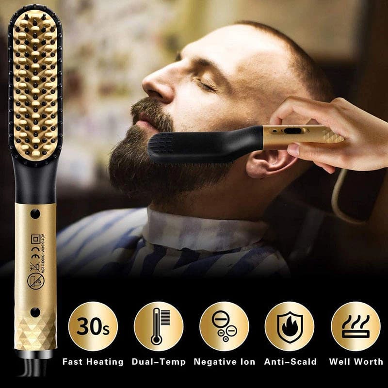 Hot comb plate Electrical heating comb negative ions for man Barba Brush for smoothing hair Dry and wet use Quick Styler for hair