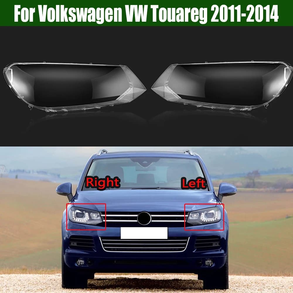 For Volkswagen VW Touareg 2011 2012 2013 2014 (With Stripe) Front Headlight Cover Shade Lampshade Lens Headlamp Shell Plexiglass