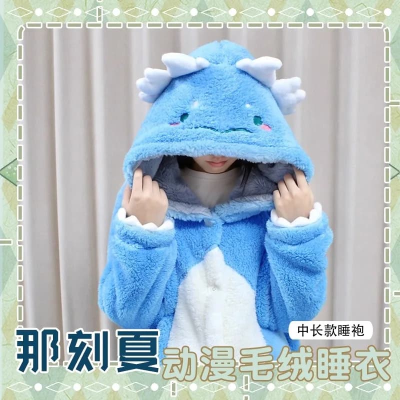 Moda Honkai: Star Rail Anaxa Pigiama Cosplay Cartoon Anaxagora Costume Indumenti da notte Inverno Peluche con cappuccio Abito da notte Top