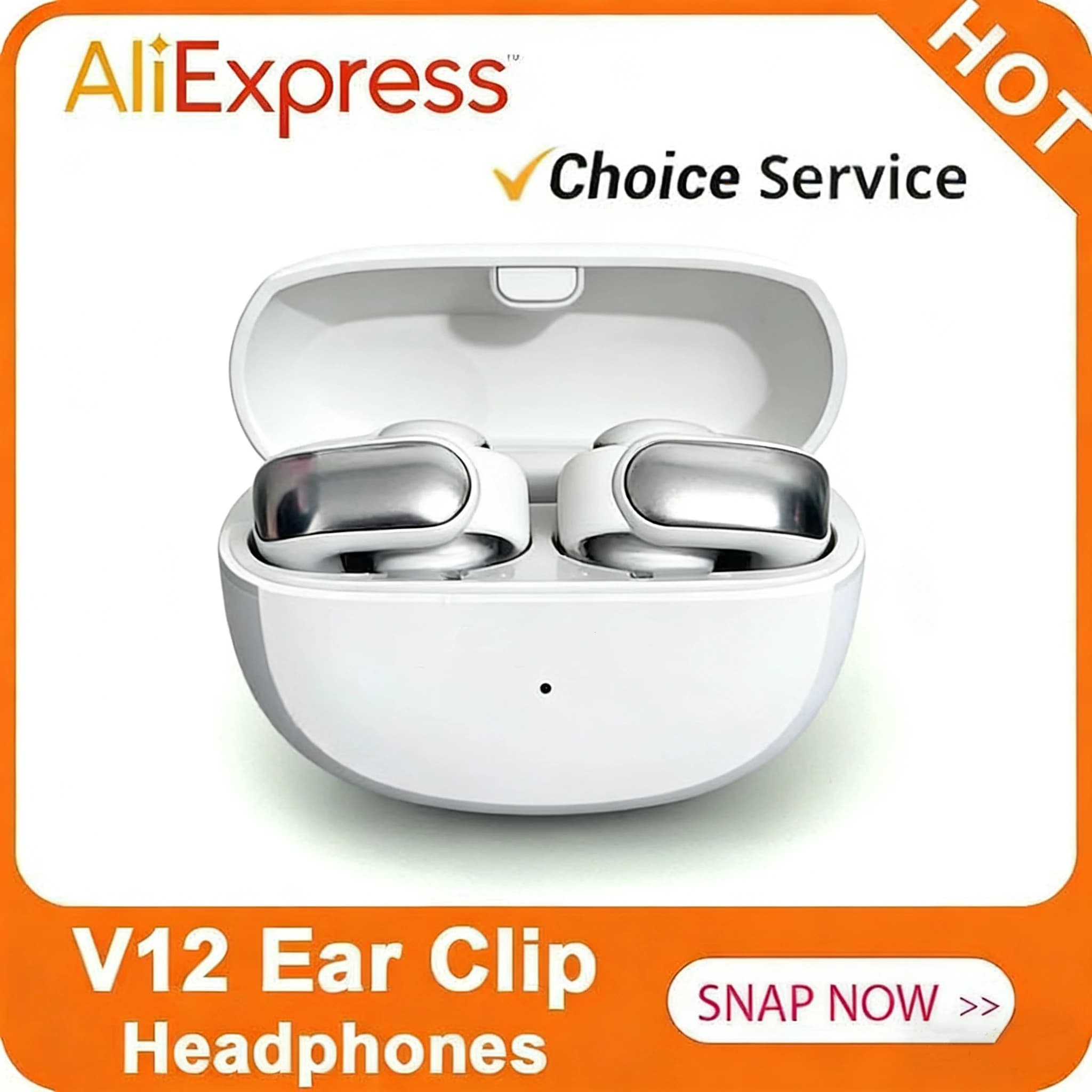 New V12 Open-Ear 2026 HiFi Stereo Headphones with HD Microphone for Calls, External Sports Headphones with Clips, Bluetooth Wireless Headphones for Ultra