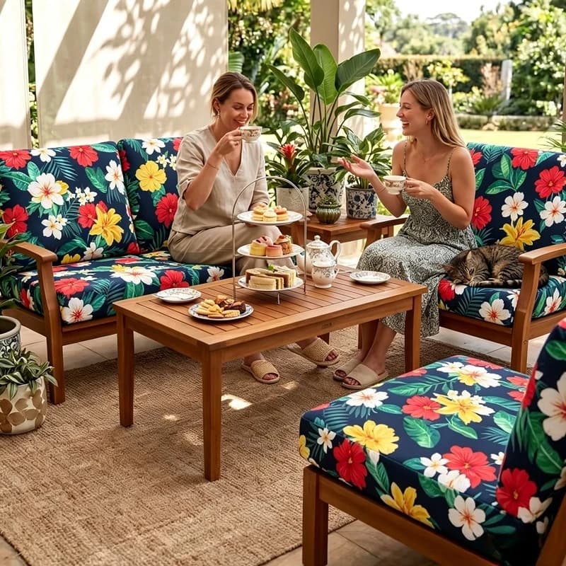 8 Pcs Elastic Tropical Printed Outdoor Sofa Cushion Cover Non-Slip Patio Garden Furniture Seat Cushion Slipcover Protector 2026
