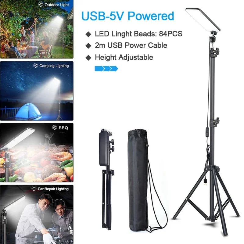 Lampada da campeggio portatile Lampada da selfie a LED Lampada da fotografia con supporto per treppiede per barbecue da picnic all'aperto che lavora in streaming live