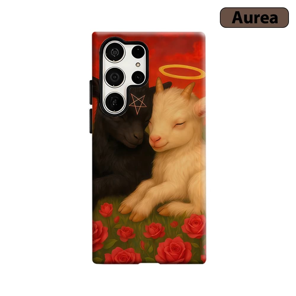 Cover per Telefono Divine & Dark Goat Harmony per Samsung Galaxy S25 Ultra S24 S23 Ultra Plus, Antiurto a Doppio Strato, Robusta Protezione Posteriore