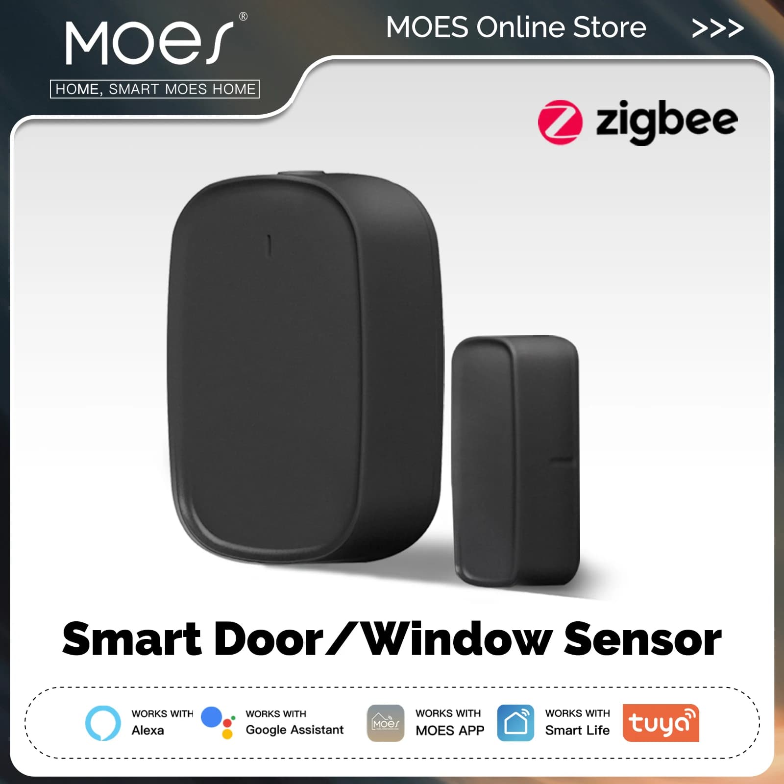 MOES Tuya ZigBee Rilevatore di sensori per porte e finestre intelligenti Sistema di allarme di sicurezza domestica intelligente App Smart Life Tuya Controllo remoto