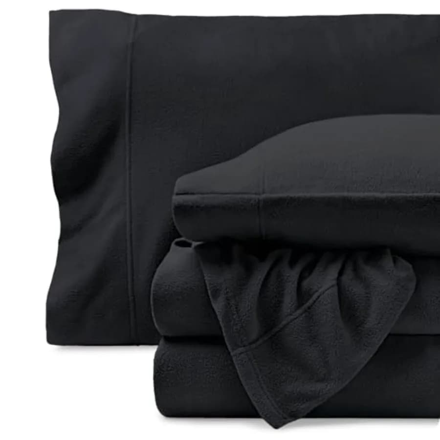 Set di Lenzuola in Pile Super Morbido - Extra Plush in Pile Polare Anti-Pilling - Lenzuola Calde e Confortevoli per Tutte le Stagioni - Nero