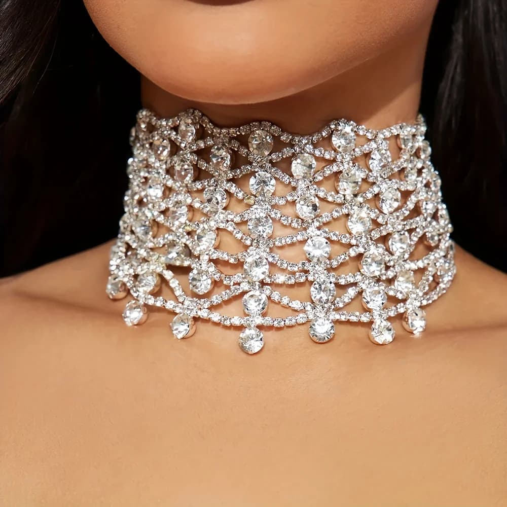 Fashion Luxury Rhinestone Multi-layer Necklace Bridal Wedding Necklace Jewelry Evening Gown Necklace Party Gift Accessories