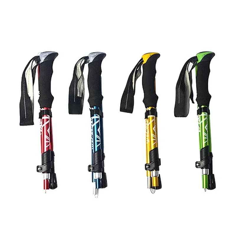 Trekking Stick Foldable to 5 Sections for Exterior, Portable for Camping and Hiking, Telescopic for Seniors, Easy to store in Bag, 1 Piece