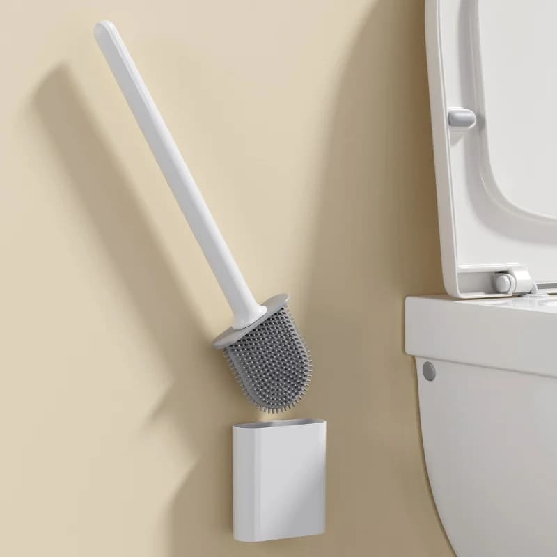 Spazzola per WC in Silicone con Manico Lungo - Accessorio per Pulizia Bagno Flessibile, ad Asciugatura Rapida ed Ecologico