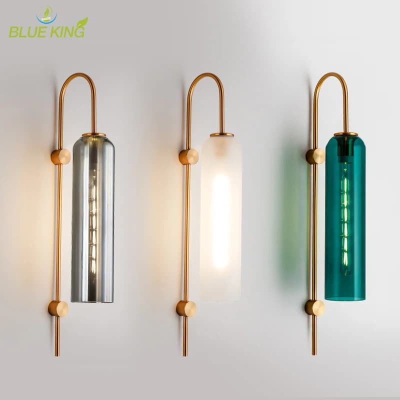Lampada da parete in vetro verde Lampada da parete a led in vetro creativo nordico Lampada da parete per camera da letto Soggiorno Decorazione Lampada da illuminazione