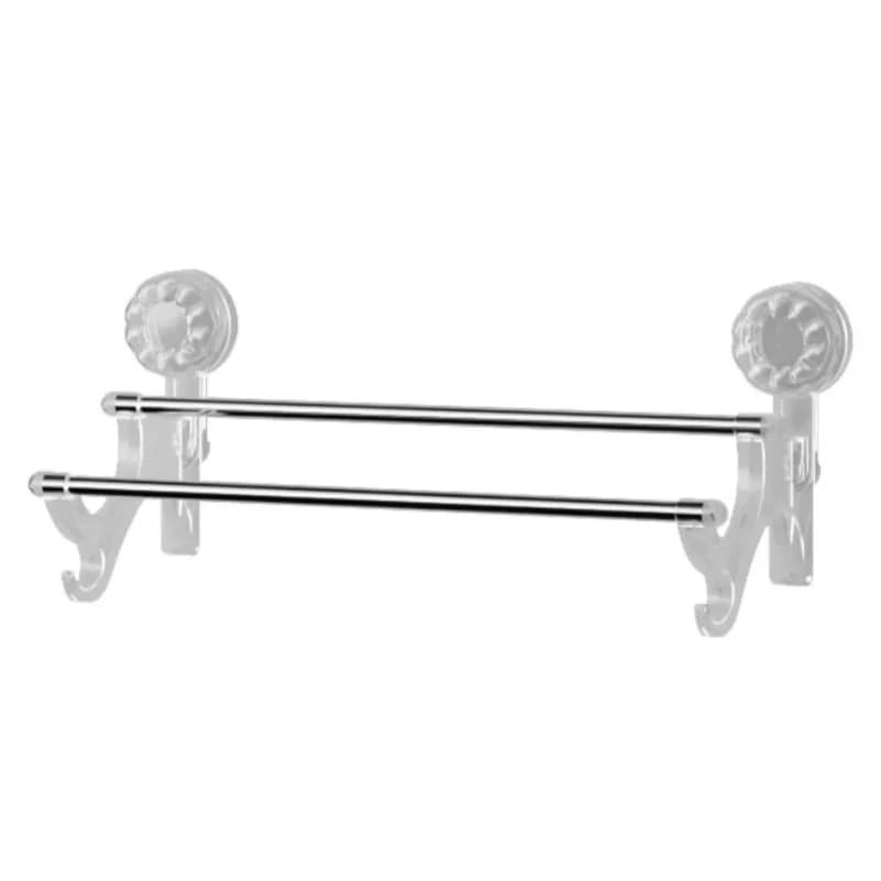 Suction cup double rod towel rack, bathroom drying towel bar, free punching storage rack, bath towel hanging rod