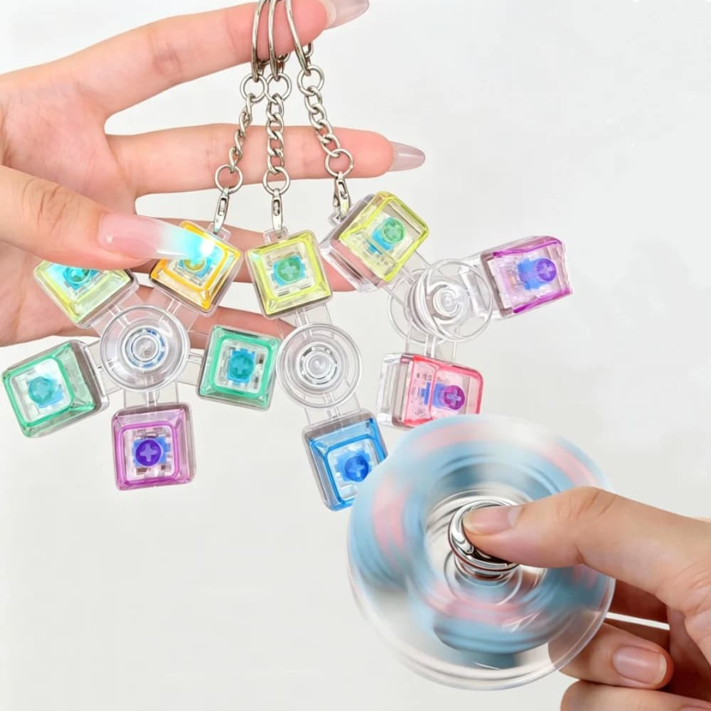 LED Cat Paw Keyboard Click Spinner Fidget Keychain Toy Anxiety Calming Portable Pocket Daily Carry Holiday Decor Gift