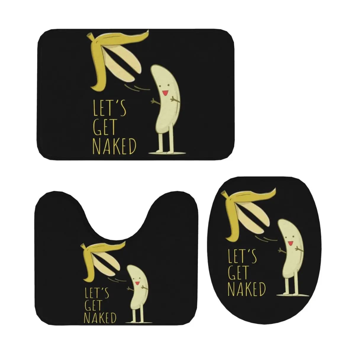 Lets Get Naked 3 pieces bathroom mat set coverwater coverwater home decoration non-slip carpet