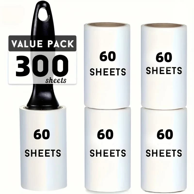 60 Sheets Extra Sticky Lint Roller, Pet Hair Remover for Dogs Cats, Portable Clothes Furniture Cleaning Accessory