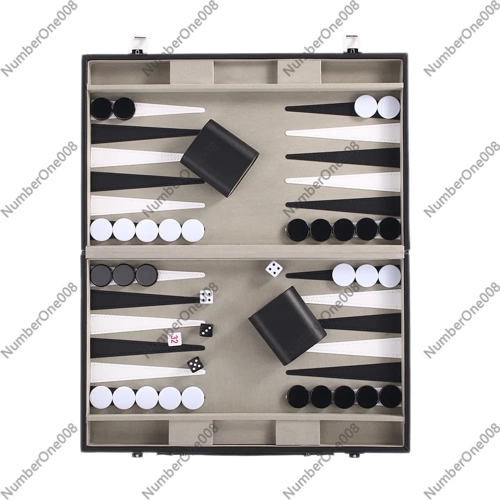 Set da Backgammon Portatile in Pelle PU, Gioco da Viaggio con Coppa per i Dadi per Famiglie