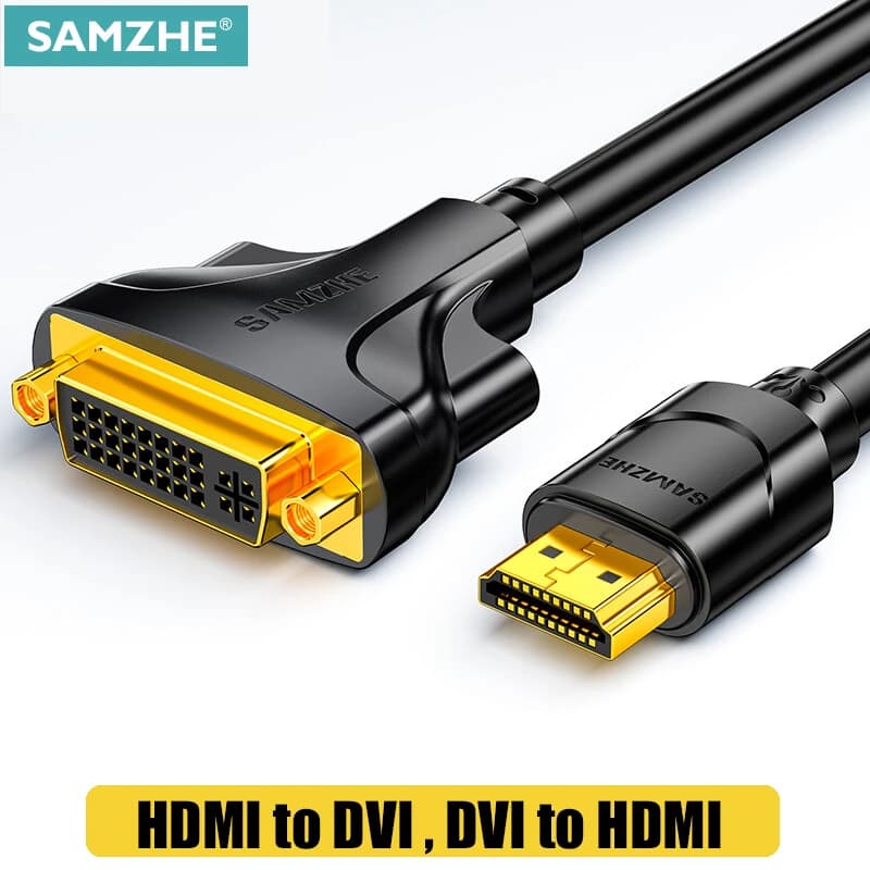 SAMZHE HDMI-compatible with DVI male cable 24 + 1 DVI-D 1080P male adapter for HDTV PlayStation 4 PS4/3 TV BOX
