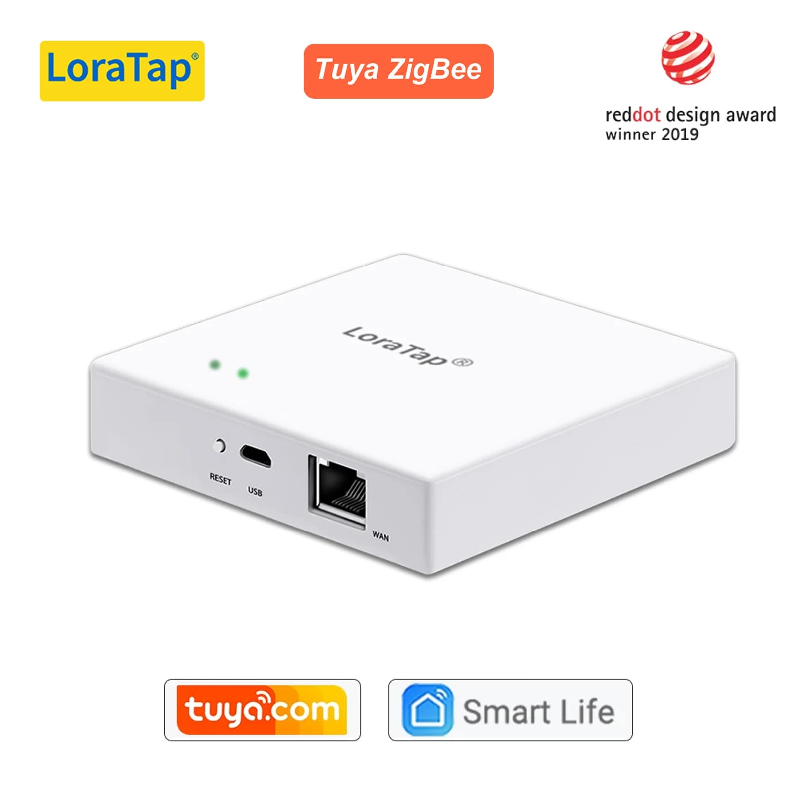 LoraTap Smart Home Tuya ZigBee Gateway Hub Bridge with network interface Smart Life App remote control devices up to 256 Mesh