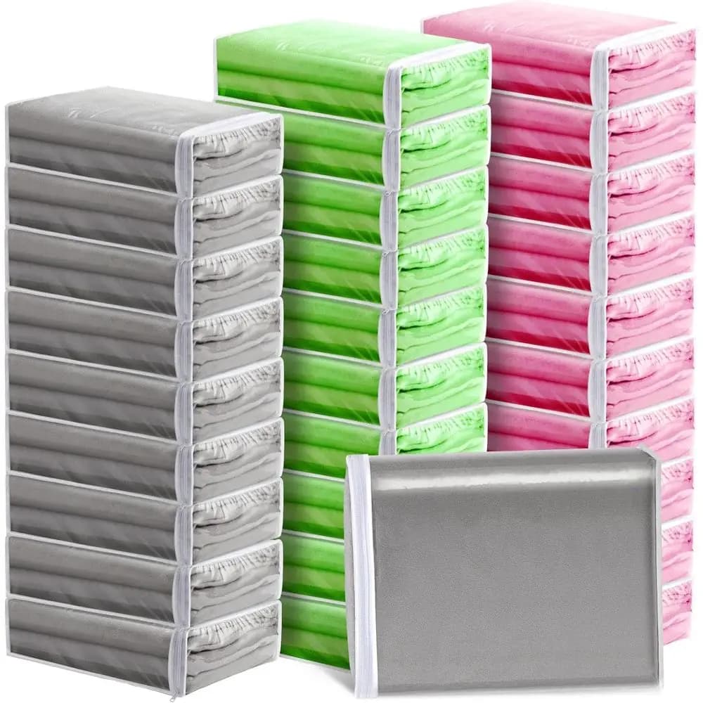 Confezione da 30 Sacchetti Trasparenti con Cerniera, 15x11x4 Pollici, Organizzatori in Plastica per Vestiti, Lenzuola e Coperte (Bianco)