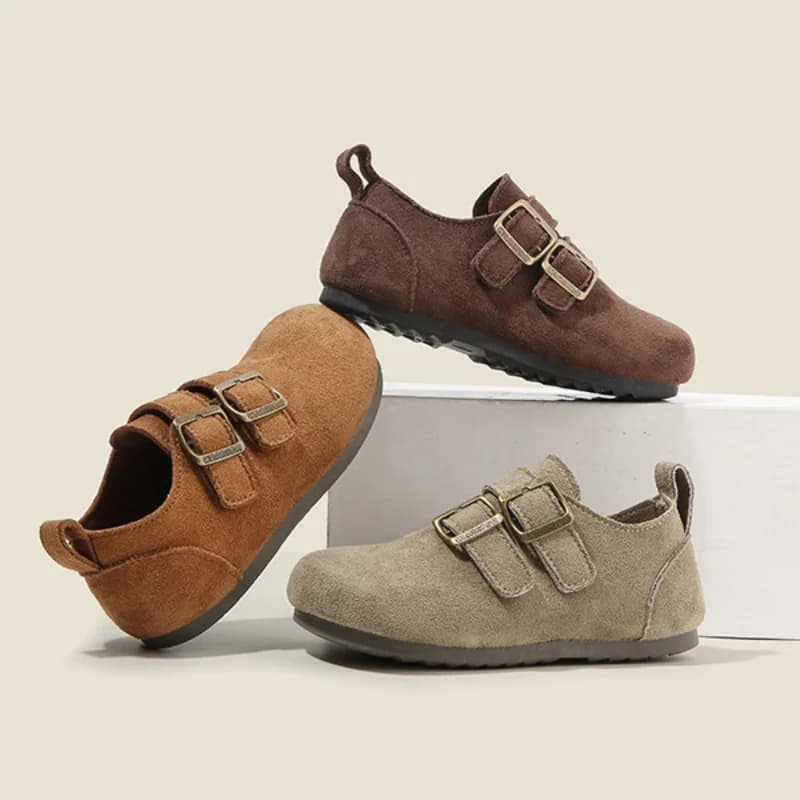 Nuove Scarpe in Pelle per Bambini 2026, Scarpe Casual Primaverili e Autunnali con Punta Tonda, Scarpe Piatte Monocolore alla Moda per Ragazzi e Ragazze