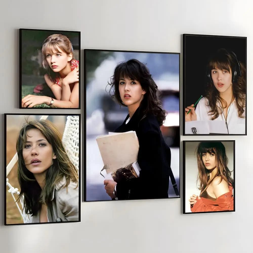 Actress S-Sophie Marceau Painting Calligraphy Self Adhesive Wall Art Waterproof Print For Bedroom Living Room Hallway Home Decor
