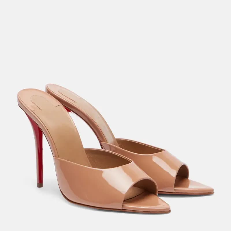 Women's New Roman Sandals with Open Toe and Metallic Details, Women's Sexy Shoes for Outer, Slippers with Heel 10,5 cm
