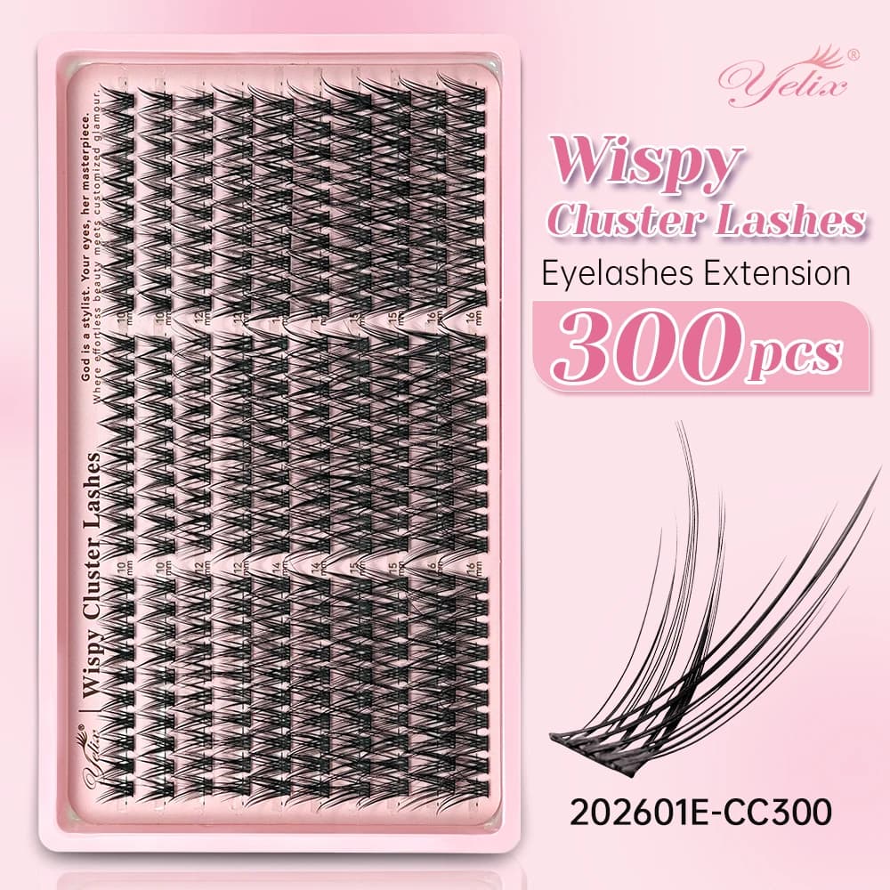 Yelix 30 Fili di Ciglia a Ciuffetti Effetto Naturale C Curl, Extension Ciglia Voluminose e Leggere, Extension Ciglia Individuali Effetto Manga