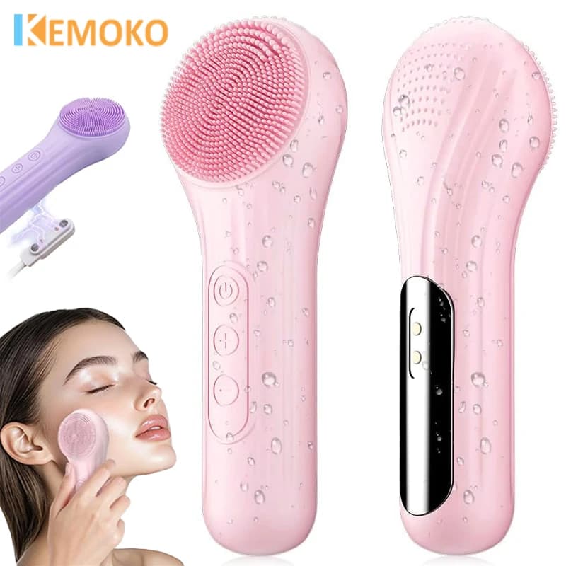 Spazzola Elettrica per Pulizia Viso, Spazzola Sonica in Silicone, Pulitore per Pori Profondi, Massaggiatore per la Pelle, Dispositivo per Pulizia del Viso