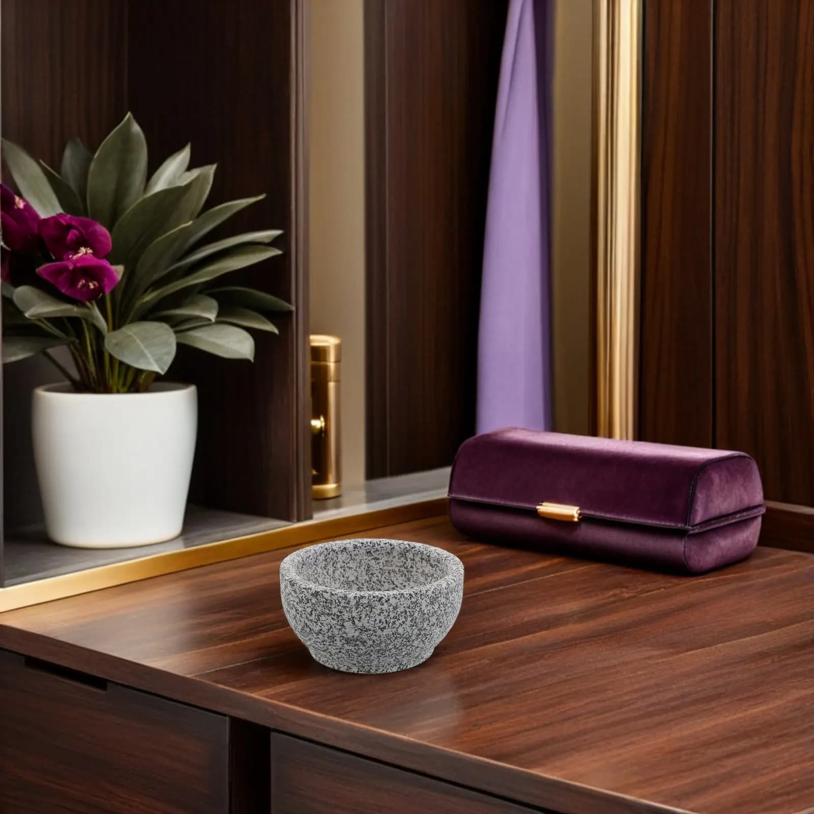 Stone Bowl for Aromatherapy - Resistant Diffuser for Essential Oils, for Domestic Sauna and Relaxing in Bedroom, 12x6cm