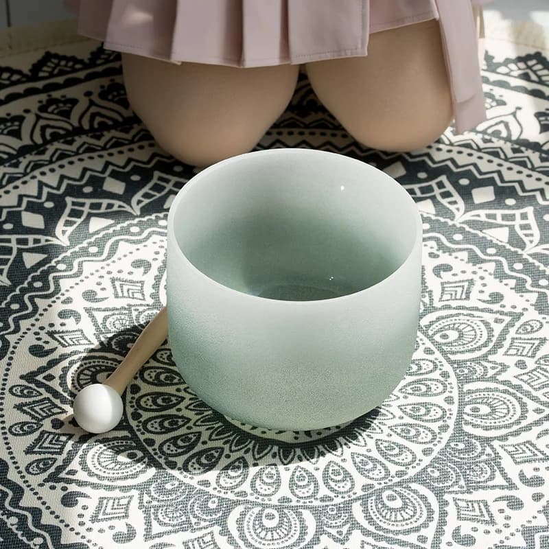 Imitation gold green crystal bowl Tiantie bowl singing bowl singing, body purification meditation percussion bowl sound therapy